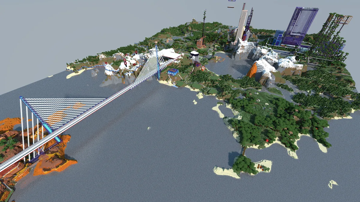 A view within the Bohemian Grove Minecraft world (build point 10).