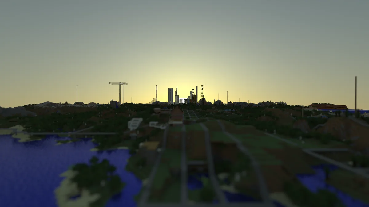 A view within the Bohemian Grove Minecraft world (build point 200-100).