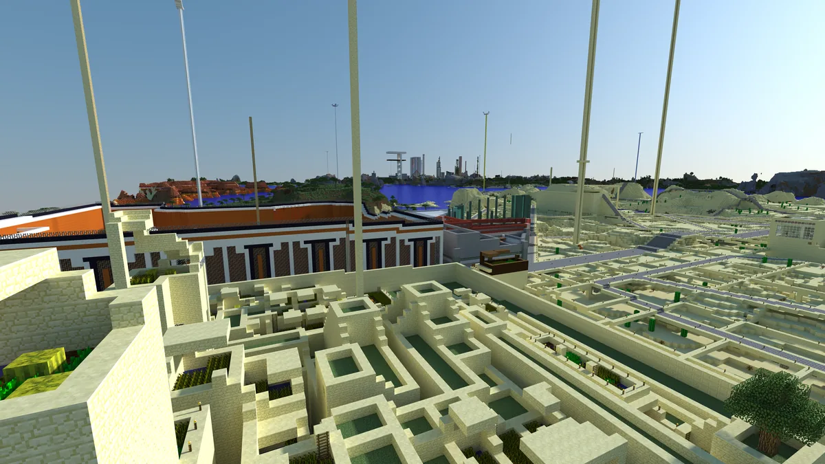 A view within the Bohemian Grove Minecraft world (build point 220-100).