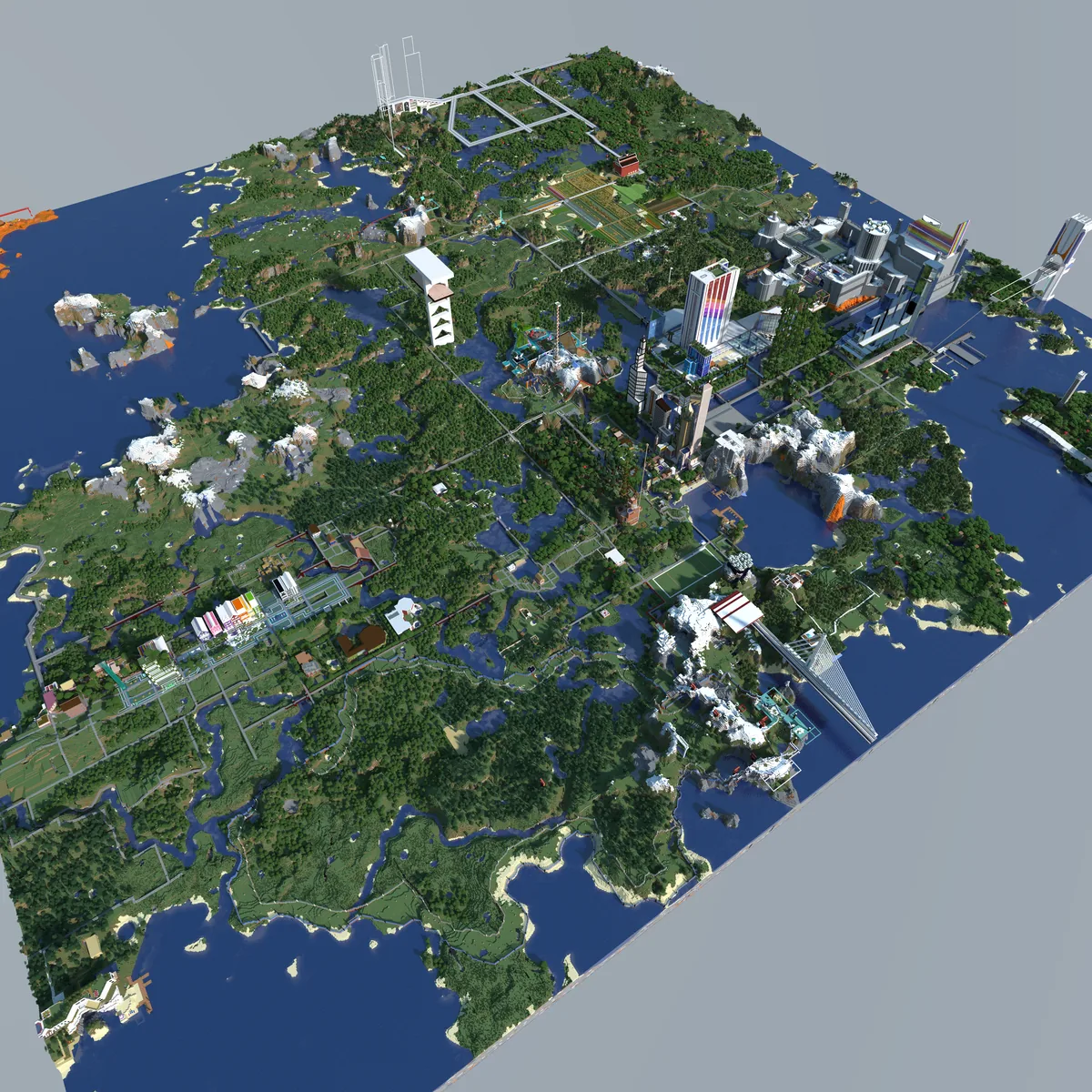 A view of the Bohemian Grove Minecraft world, captured April 25, 2024.