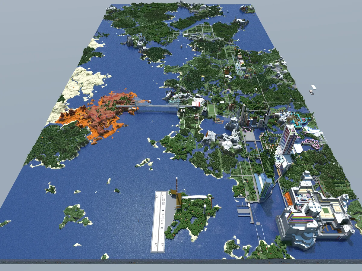 A view of the Bohemian Grove Minecraft world, captured April 27, 2024.