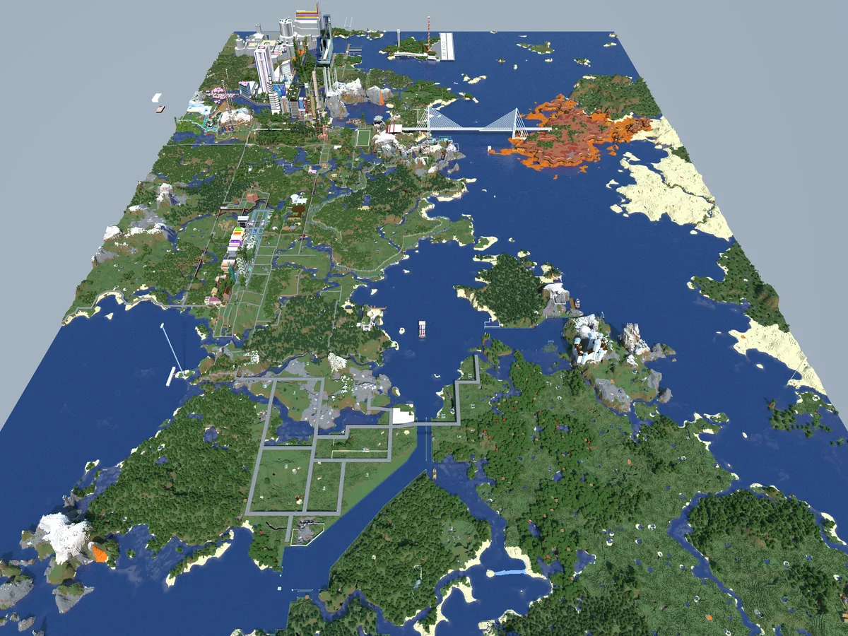 A view of the Bohemian Grove Minecraft world, captured April 27, 2024.