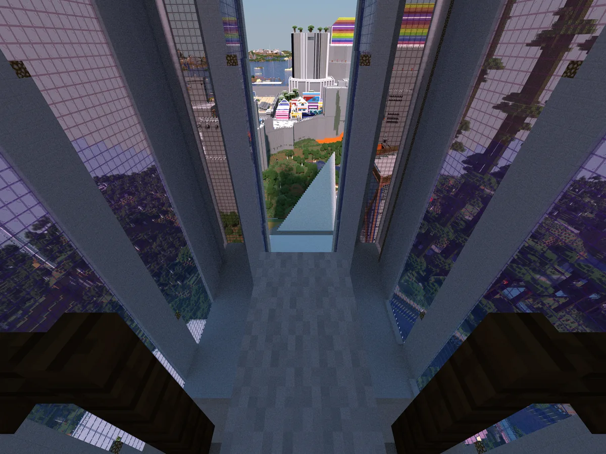 A view of the Bohemian Grove Minecraft world, captured April 30, 2024.