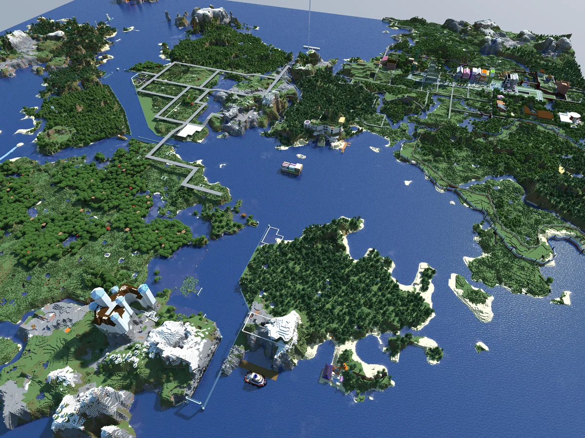 A view of the Bohemian Grove Minecraft world, captured May 1, 2024.