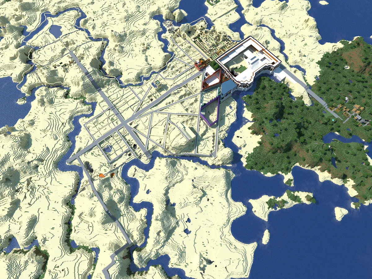 A view of the Bohemian Grove Minecraft world, captured May 1, 2024.