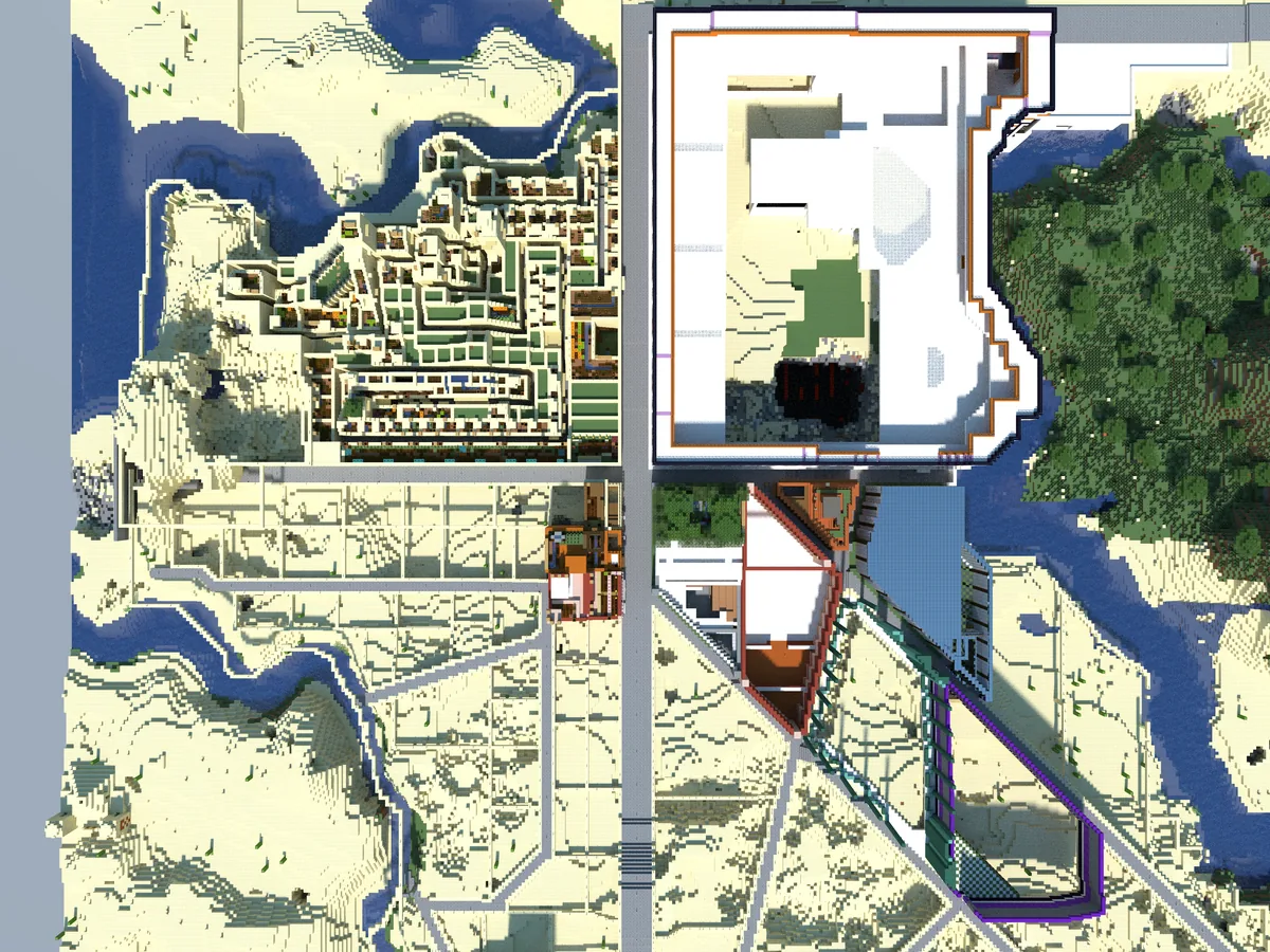 A view of the Bohemian Grove Minecraft world, captured May 1, 2024.