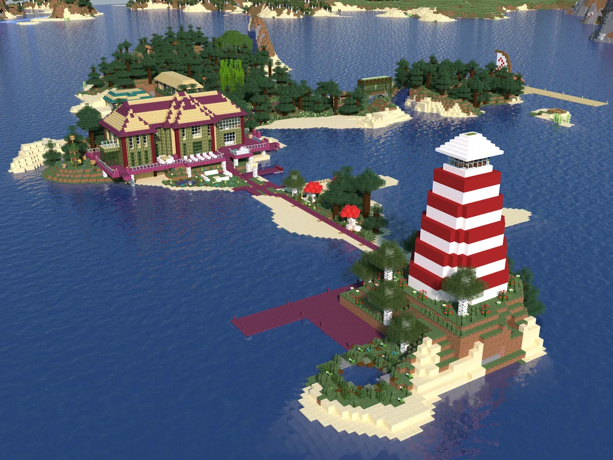A view of the Bohemian Grove Minecraft world, captured May 1, 2024.