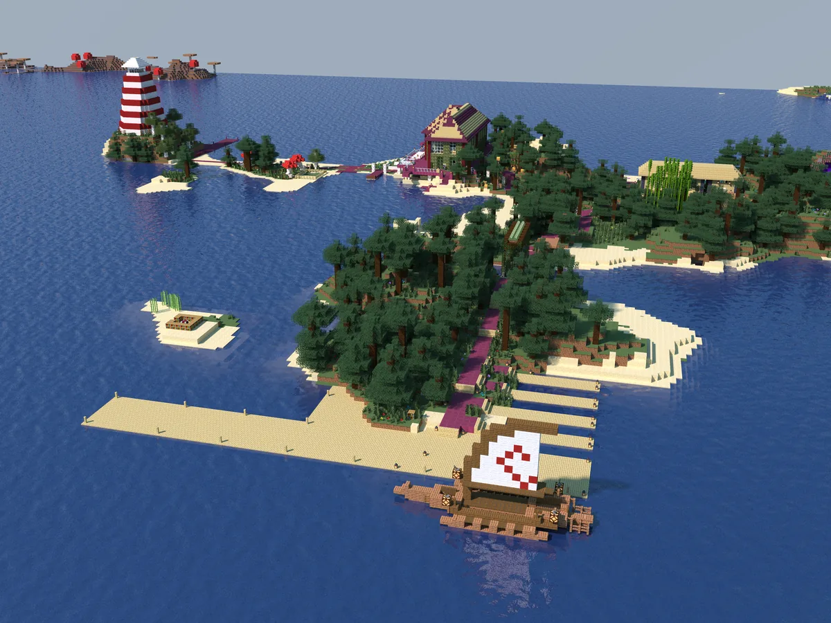 A view of the Bohemian Grove Minecraft world, captured May 1, 2024.