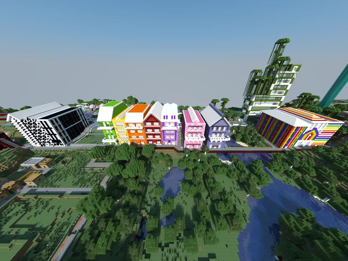 A view of the Bohemian Grove Minecraft world, captured May 3, 2024.
