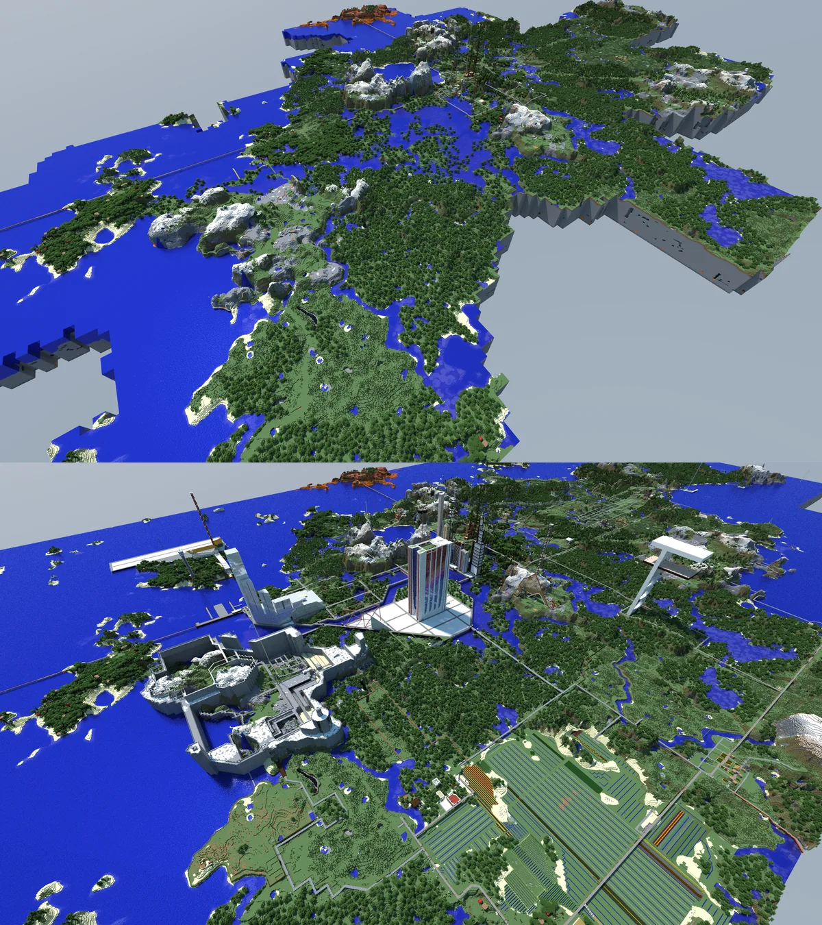 A before-and-after view of Bohemian Grove — the world's growth across a span of building.
